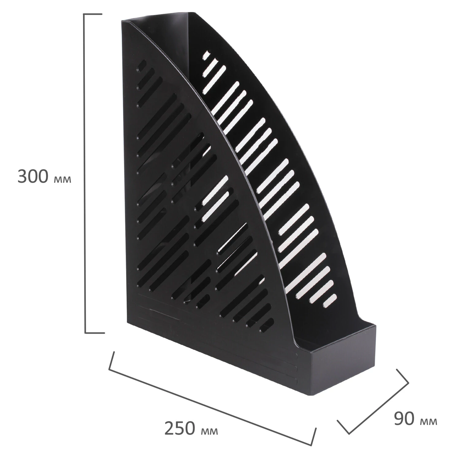 Лоток вертикальный для бумаг BRAUBERG 250 х 90 х 300 мм, черный